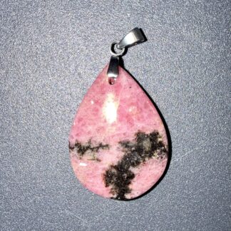 Pendentif poli en Rhodonite – guérison du coeur & confiance