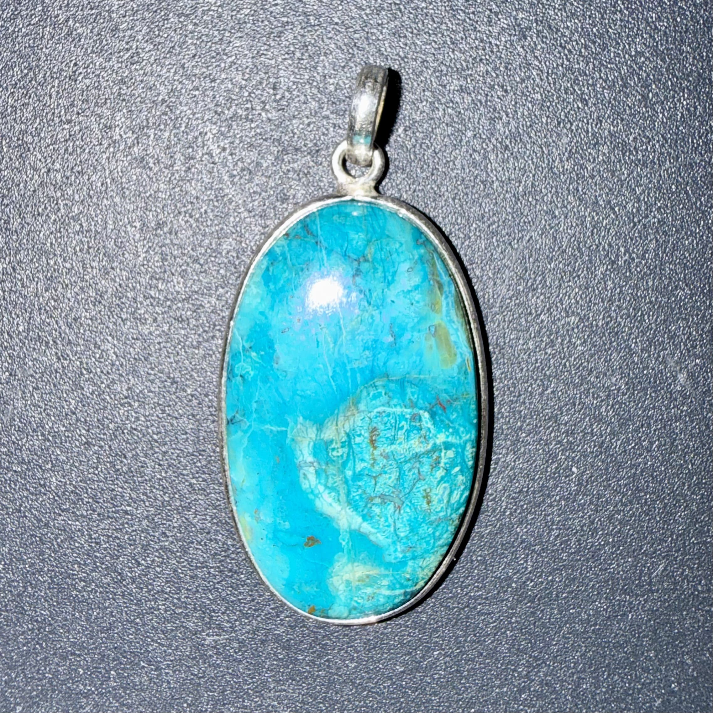 Pendentif en Chrysocolle serti argent 925 – paix intérieur & communication
