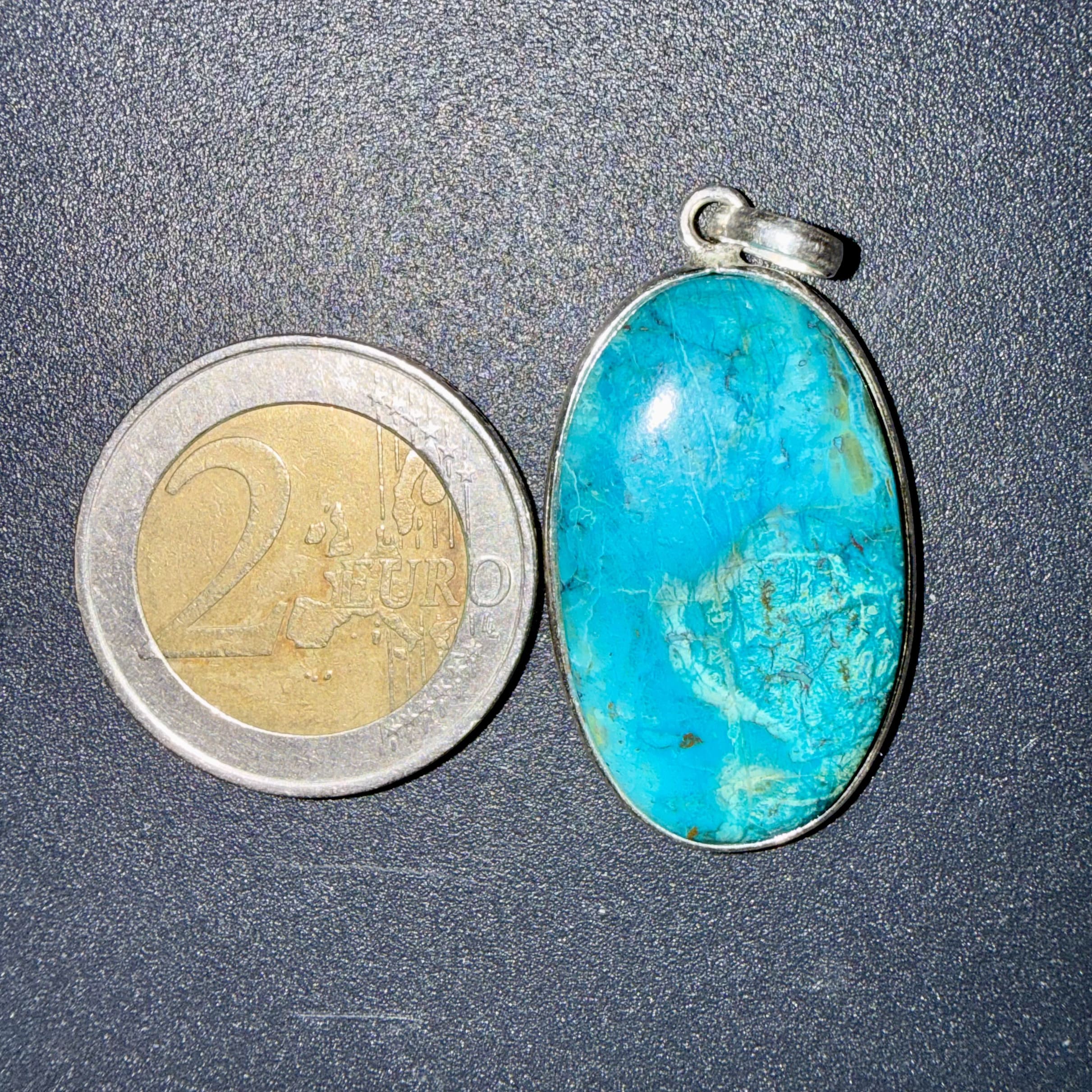 Pendentif en Chrysocolle serti argent 925 – paix intérieur & communication – Image 2