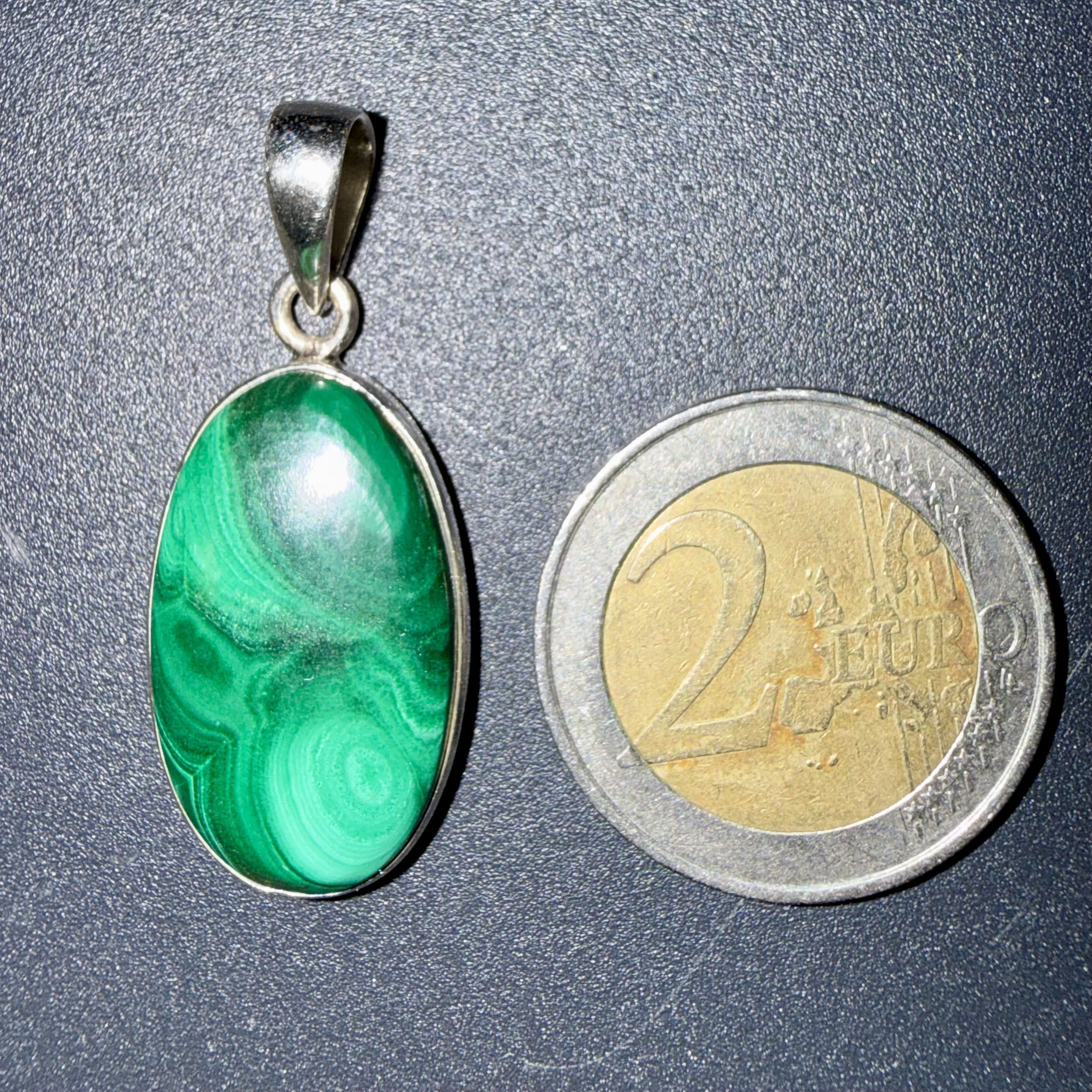 Pendentif en Malachite serti argent 925 – douleur & apaisement – Image 2