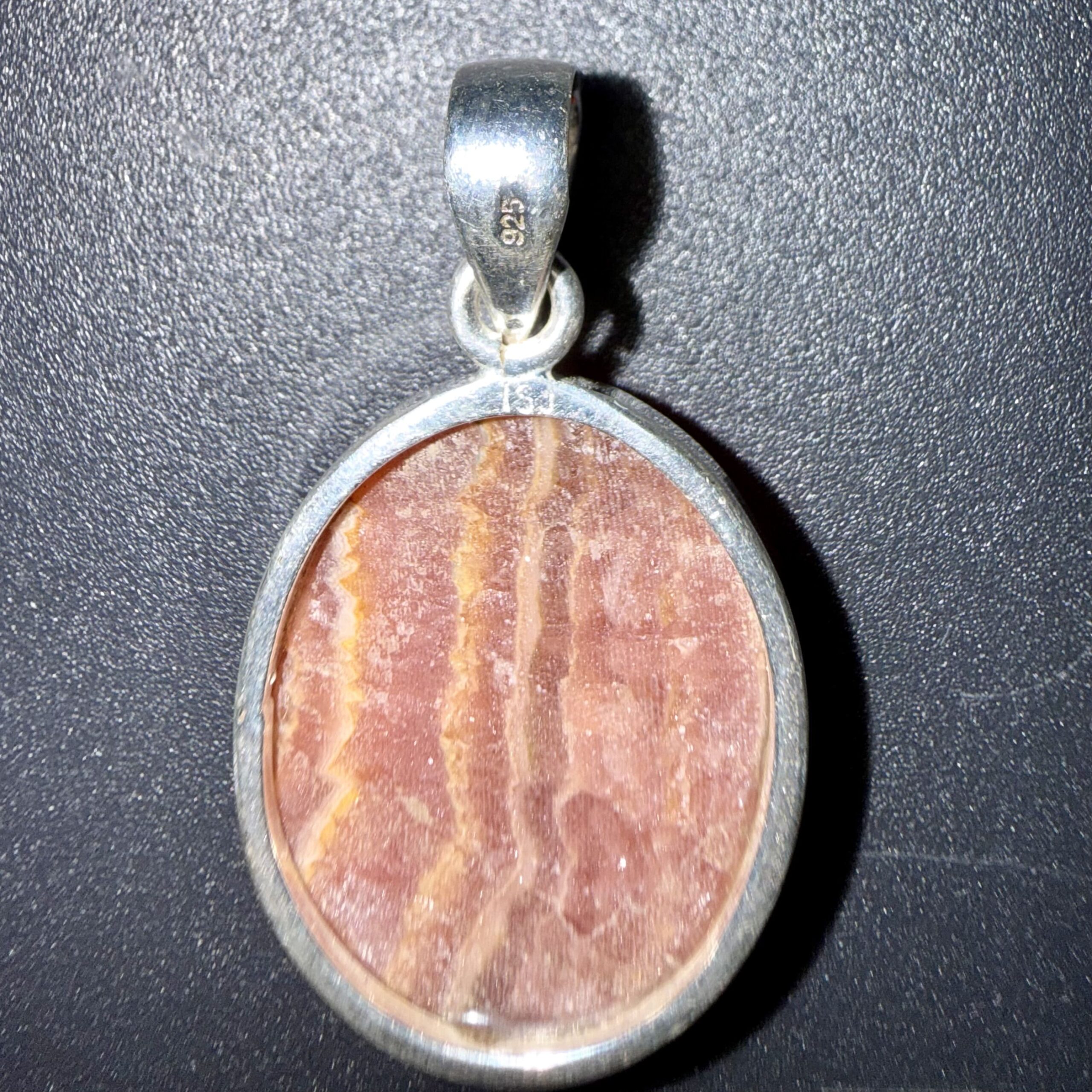 Pendentif en Rhodochrosite serti argent 925 – renouveau & paix intérieur – Image 3