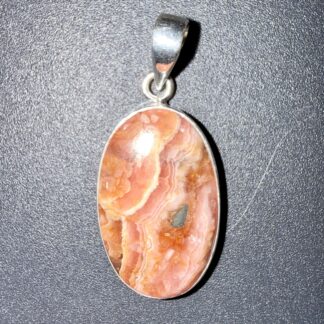 Pendentif en Rhodochrosite serti argent 925 – renouveau & paix intérieur