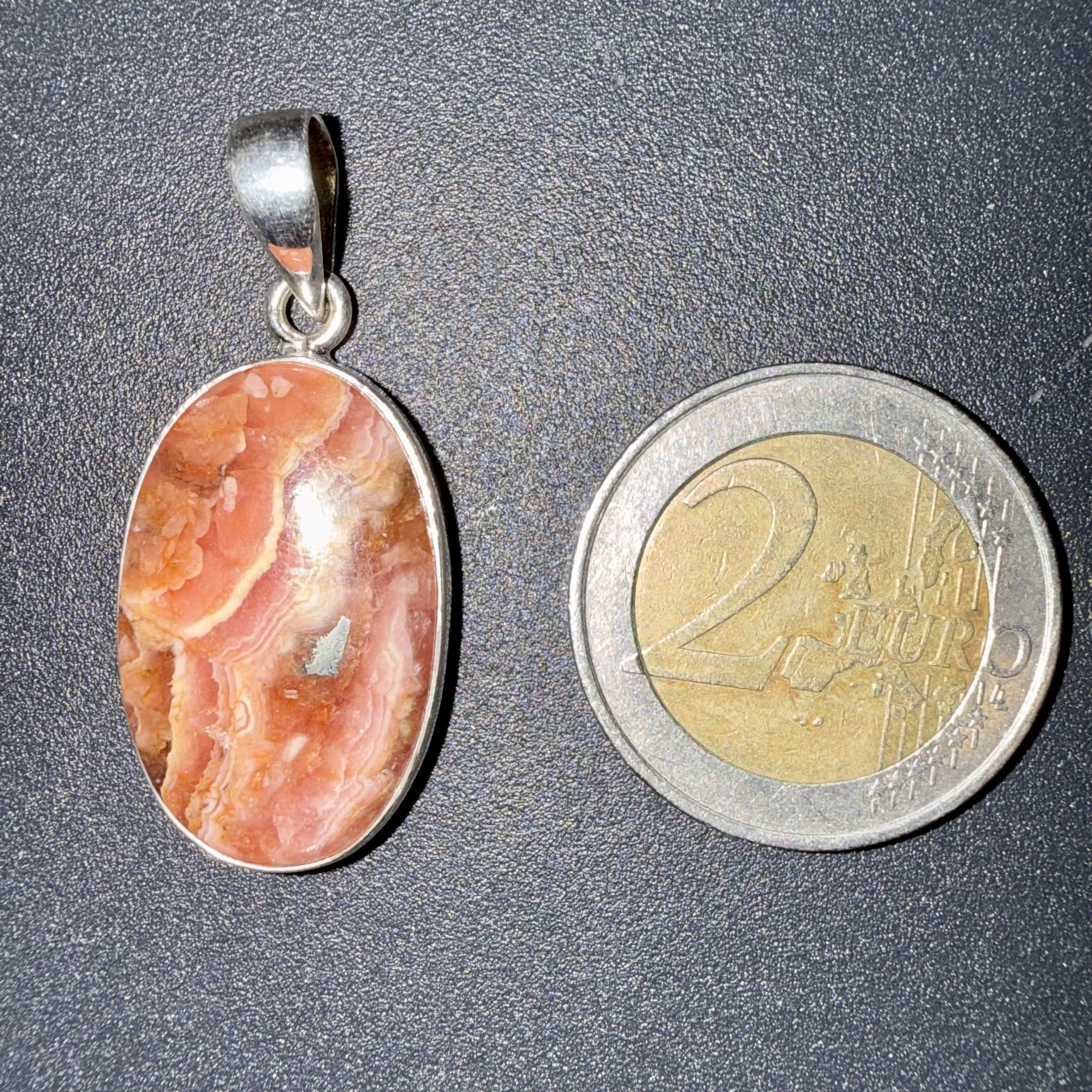 Pendentif en Rhodochrosite serti argent 925 – renouveau & paix intérieur – Image 3