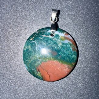 Pendentif poli en Jaspe océan – patience & sérénité