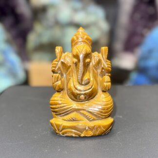 Ganesh en oeil de tigre poli – 190 g – 10 x 6 cm