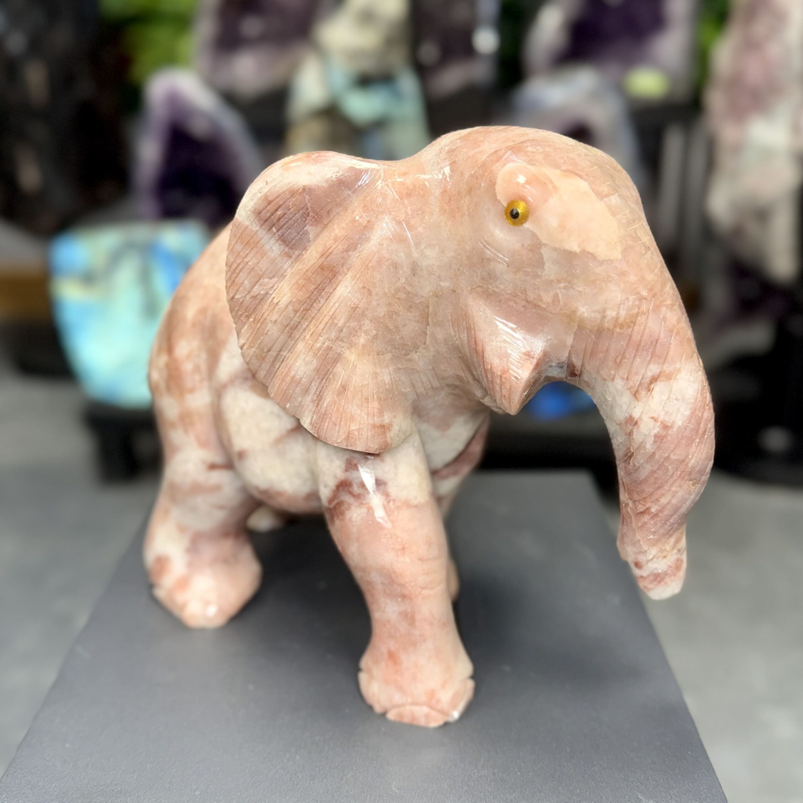 Elephant d’exception en dolomite polie – 4.3kg – 20 x 25 cm – Image 2