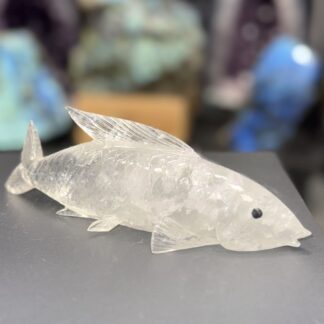 Poisson en cristal de roche polie – 430 g – 20 x 6 cm