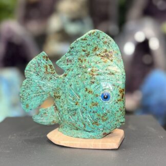 Poisson en chrysocolle polie – 520 g – 12 x 12 cm