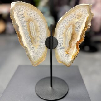 Duo de tranches d’agate naturelles sur socle