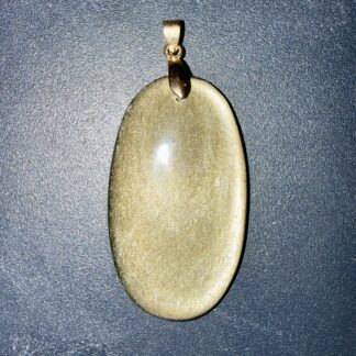 Pendentif poli en Obsidienne dorée du Mexique – Ancrage & Protection